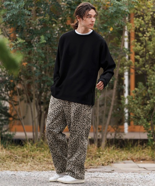 CAMBIO(カンビオ)の「mp13311-Leopard Wide Straight Sweat Pants スウェットパンツ(スウェットパンツ・メンズ・グレイッシュベージュ/チャコール・S/M/L)」の8枚目の写真