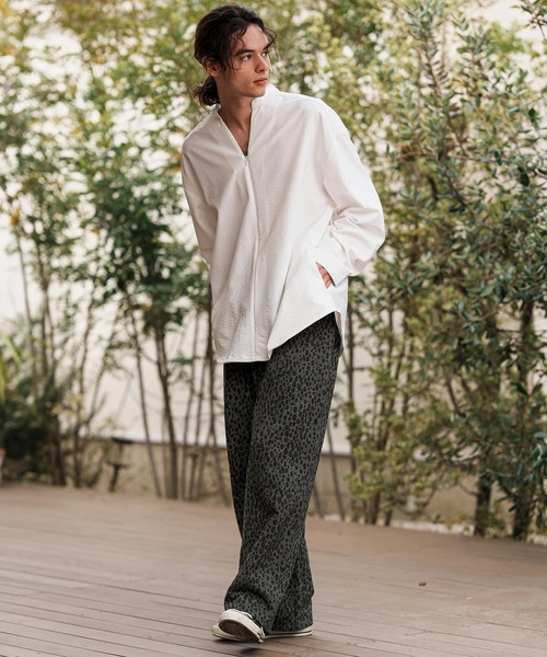 CAMBIO(カンビオ)の「mp13311-Leopard Wide Straight Sweat Pants スウェットパンツ(スウェットパンツ・メンズ・グレイッシュベージュ/チャコール・S/M/L)」の13枚目の写真