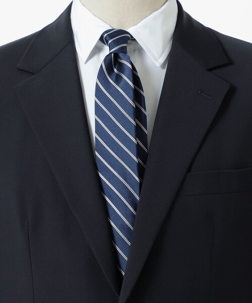 B:MING by BEAMS(ビーミングバイビームス)の「シルク ストライプ ナローネクタイ① 25SS(ネクタイ・メンズ・サックスブルー/ネイビー/オリーブ/ワイン/ライトブラウン/グレー/シルバー/ブラウン・ONE SIZE)」の1枚目の写真