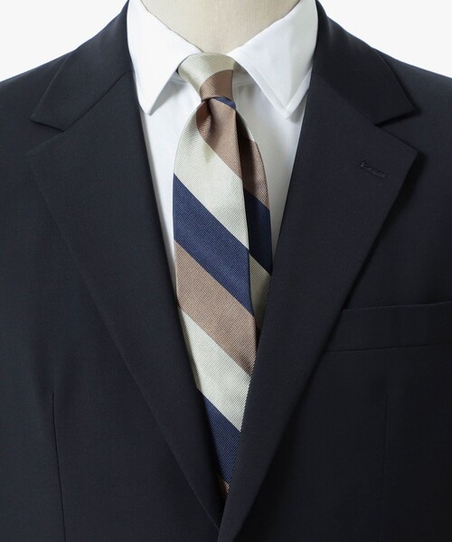 B:MING by BEAMS(ビーミングバイビームス)の「シルク ストライプ ナローネクタイ① 25SS(ネクタイ・メンズ・サックスブルー/ネイビー/オリーブ/ワイン/ライトブラウン/グレー/シルバー/ブラウン・ONE SIZE)」の4枚目の写真