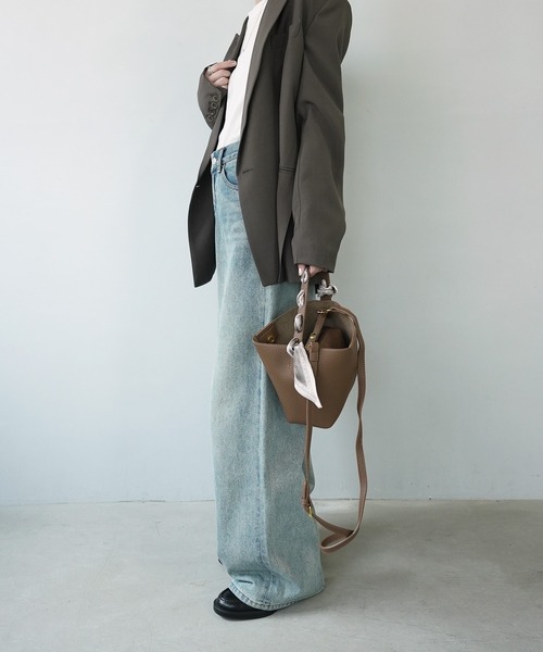 c.u.l（シーユーエル）の「2WAY スカーフ付き バケットショルダーバッグ cula1085（ショルダーバッグ・レディース・ベージュ/ブラック/ブラウン・FREE）」の11枚目の写真