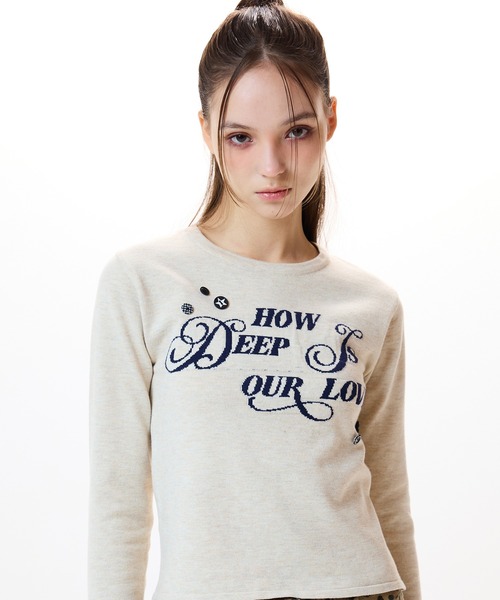 LUVISTRUE(ラヴイズトゥルー)の「IM HOW DEEP BUTTON KNIT(ニット/セーター・レディース・アイボリー/ブラック/グレー・FREE)」の2枚目の写真