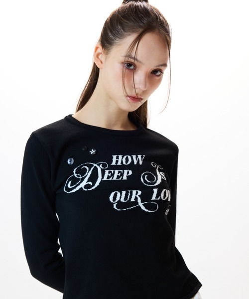 LUVISTRUE(ラヴイズトゥルー)の「IM HOW DEEP BUTTON KNIT(ニット/セーター・レディース・アイボリー/ブラック/グレー・FREE)」の4枚目の写真