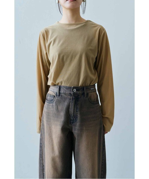 MEDE19F(メデジュウキュウ)の「MEDE19F アシメトリーヘムシアーベロアトップス(Tシャツ/カットソー・レディース・オフホワイト/ベージュ/ブルー・LL/L/M)」の6枚目の写真