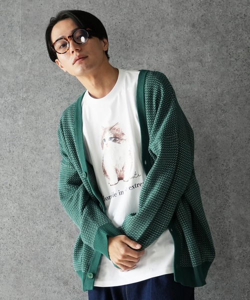 (Never) Acquiesce(ネバーアクイース)の「ジャガードBIGカーディガン(カーディガン/ボレロ・メンズ・ブラック系2/ブラック系1/ダークグリーン系1/ダークグリーン系2/ダークグリーン系3/ベージュ・MEDIUM/LARGE)」の19枚目の写真