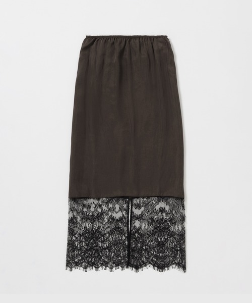 ADAM ET ROPE'（アダムエロペ）の「【EMOELLE】キュプラレースイージースカート（スカート・レディース・ピンク/ダークブラウン・FREE）」の2枚目の写真