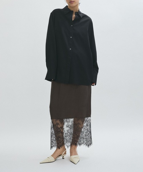 ADAM ET ROPE'（アダムエロペ）の「【EMOELLE】キュプラレースイージースカート（スカート・レディース・ピンク/ダークブラウン・FREE）」の4枚目の写真