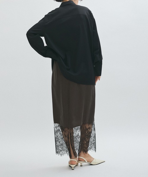 ADAM ET ROPE'（アダムエロペ）の「【EMOELLE】キュプラレースイージースカート（スカート・レディース・ピンク/ダークブラウン・FREE）」の5枚目の写真