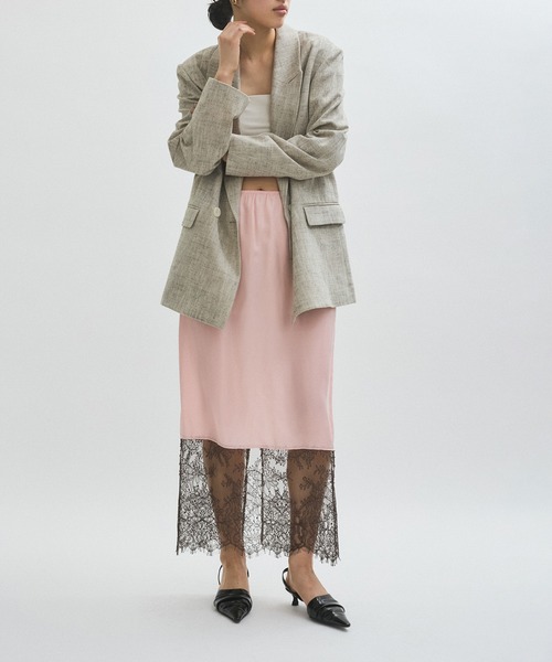 ADAM ET ROPE'（アダムエロペ）の「【EMOELLE】キュプラレースイージースカート（スカート・レディース・ピンク/ダークブラウン・FREE）」の7枚目の写真