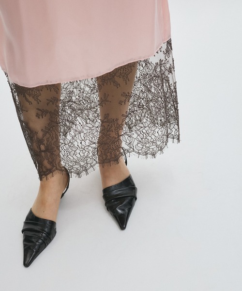 ADAM ET ROPE'（アダムエロペ）の「【EMOELLE】キュプラレースイージースカート（スカート・レディース・ピンク/ダークブラウン・FREE）」の3枚目の写真