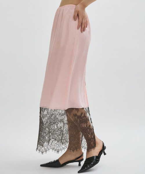 ADAM ET ROPE'（アダムエロペ）の「【EMOELLE】キュプラレースイージースカート（スカート・レディース・ピンク/ダークブラウン・FREE）」の9枚目の写真