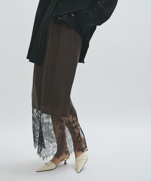 ADAM ET ROPE'（アダムエロペ）の「【EMOELLE】キュプラレースイージースカート（スカート・レディース・ピンク/ダークブラウン・FREE）」の12枚目の写真