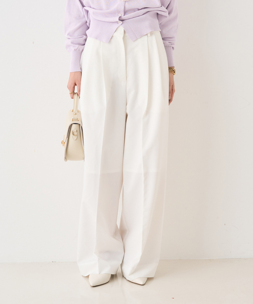Rouge vif（ルージュヴィフ）の「ストレッチツータックワイドパンツ（スラックス・レディース・オフホワイト/ブラック・36/38）」の4枚目の写真