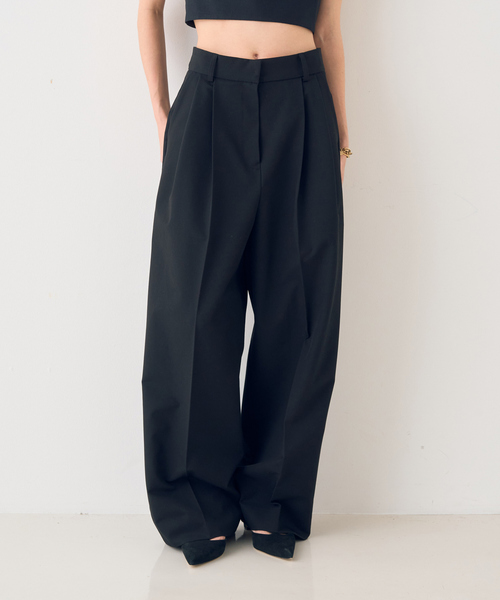 Rouge vif（ルージュヴィフ）の「ストレッチツータックワイドパンツ（スラックス・レディース・オフホワイト/ブラック・36/38）」の7枚目の写真