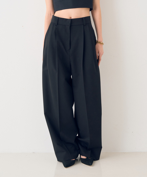 Rouge vif（ルージュヴィフ）の「ストレッチツータックワイドパンツ（スラックス・レディース・オフホワイト/ブラック・36/38）」の8枚目の写真