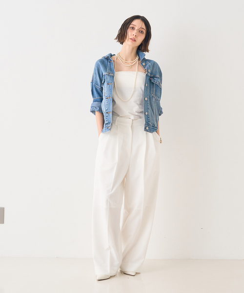 Rouge vif（ルージュヴィフ）の「ストレッチツータックワイドパンツ（スラックス・レディース・オフホワイト/ブラック・36/38）」の9枚目の写真