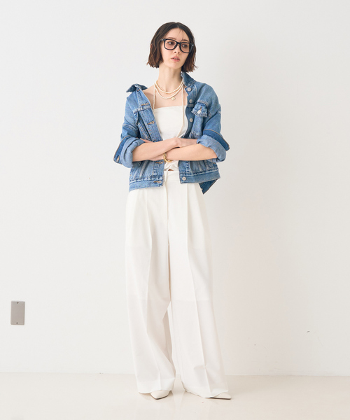 Rouge vif（ルージュヴィフ）の「ストレッチツータックワイドパンツ（スラックス・レディース・オフホワイト/ブラック・36/38）」の10枚目の写真