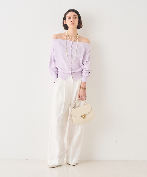 Rouge vif（ルージュヴィフ）の「ストレッチツータックワイドパンツ（スラックス・レディース・オフホワイト/ブラック・36/38）」の13枚目の写真