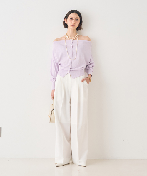 Rouge vif（ルージュヴィフ）の「ストレッチツータックワイドパンツ（スラックス・レディース・オフホワイト/ブラック・36/38）」の14枚目の写真