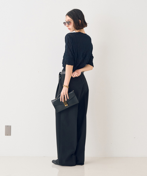 Rouge vif（ルージュヴィフ）の「ストレッチツータックワイドパンツ（スラックス・レディース・オフホワイト/ブラック・36/38）」の18枚目の写真