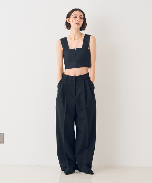 Rouge vif（ルージュヴィフ）の「ストレッチツータックワイドパンツ（スラックス・レディース・オフホワイト/ブラック・36/38）」の22枚目の写真