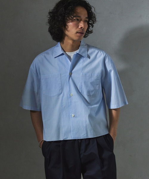 JOURNAL STANDARD relume(ジャーナルスタンダード レリューム)の「【ZOZO限定】STRIPE クロップドS/S(シャツ/ブラウス・メンズ・レッド/グリーン/グレー/サックスブルー/ブラック・XS/S/M/L/XL)」の5枚目の写真