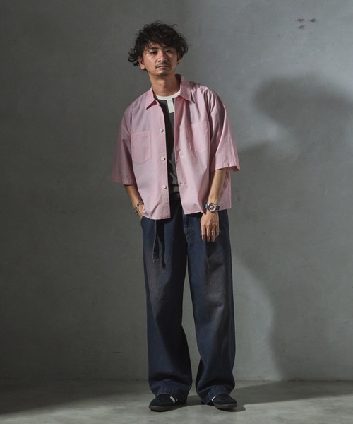 JOURNAL STANDARD relume(ジャーナルスタンダード レリューム)の「【ZOZO限定】STRIPE クロップドS/S(シャツ/ブラウス・メンズ・レッド/グリーン/グレー/サックスブルー/ブラック・XS/S/M/L/XL)」の8枚目の写真