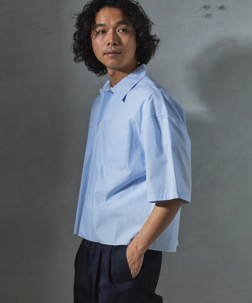 JOURNAL STANDARD relume(ジャーナルスタンダード レリューム)の「【ZOZO限定】STRIPE クロップドS/S(シャツ/ブラウス・メンズ・レッド/グリーン/グレー/サックスブルー/ブラック・XS/S/M/L/XL)」の18枚目の写真