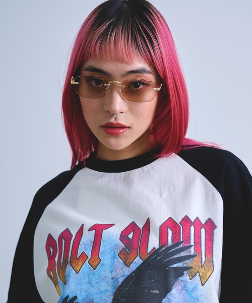 セール】リムレス スクエア型 カラーレンズ サングラス ツーポイント