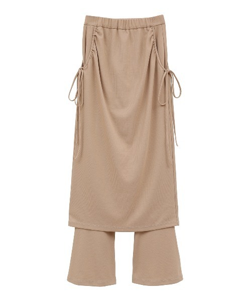 CLANE（クラネ）の「CLANE/クラネ/PANTS LAYERED SIDE SHIRRING SKIRT（その他パンツ・レディース・ベージュ/ブラック・1）」の2枚目の写真