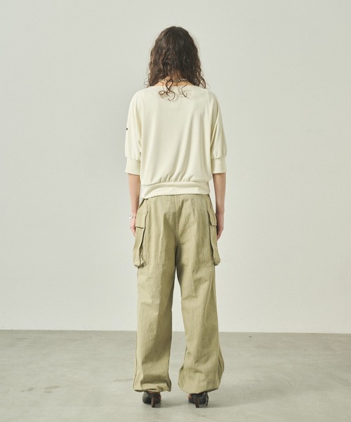 kha:ki(カーキ)の「「KHA:KI / カーキ」 ドルマンスリーブバスクシャツ DOLMAN BASQUE SHIRT(Tシャツ/カットソー・レディース・ブラック/オリーブ/オフホワイト・1)」の12枚目の写真