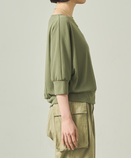 kha:ki(カーキ)の「「KHA:KI / カーキ」 ドルマンスリーブバスクシャツ DOLMAN BASQUE SHIRT(Tシャツ/カットソー・レディース・ブラック/オリーブ/オフホワイト・1)」の18枚目の写真