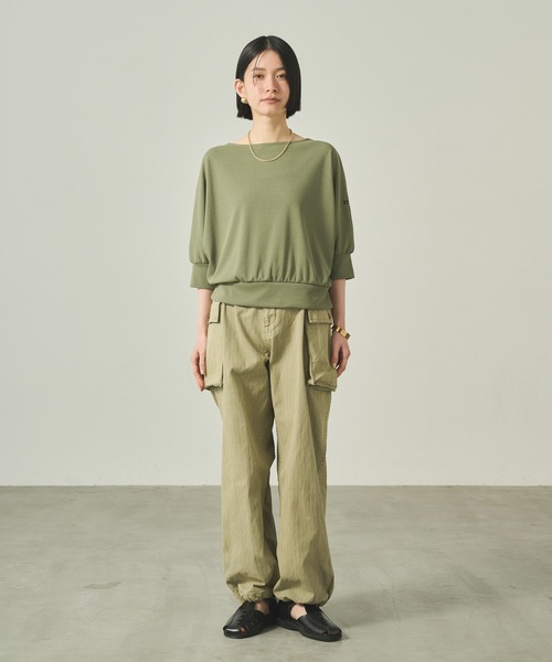 kha:ki(カーキ)の「「KHA:KI / カーキ」 ドルマンスリーブバスクシャツ DOLMAN BASQUE SHIRT(Tシャツ/カットソー・レディース・ブラック/オリーブ/オフホワイト・1)」の19枚目の写真