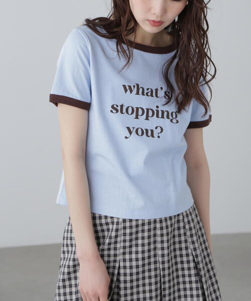 FREE'S MART（フリーズマート）の「◆レトロロゴリンガーTシャツ（Tシャツ/カットソー・レディース・ホワイト/ホワイト系その他/ブルー・FREE）」の3枚目の写真