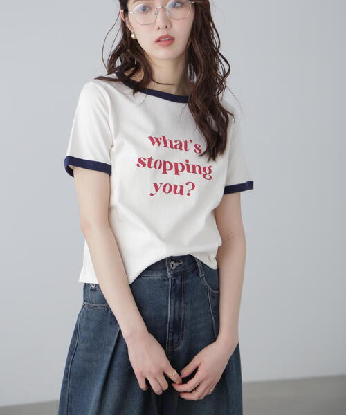 FREE'S MART（フリーズマート）の「◆レトロロゴリンガーTシャツ（Tシャツ/カットソー・レディース・ホワイト/ホワイト系その他/ブルー・FREE）」の14枚目の写真