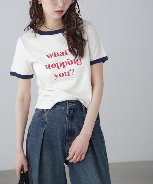 FREE'S MART（フリーズマート）の「◆レトロロゴリンガーTシャツ（Tシャツ/カットソー・レディース・ホワイト/ホワイト系その他/ブルー・FREE）」の12枚目の写真