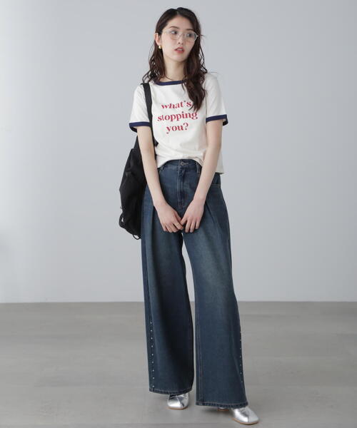 FREE'S MART（フリーズマート）の「◆レトロロゴリンガーTシャツ（Tシャツ/カットソー・レディース・ホワイト/ホワイト系その他/ブルー・FREE）」の10枚目の写真