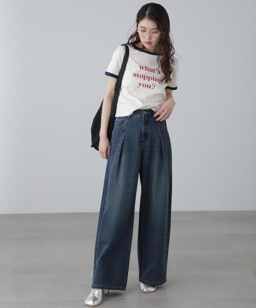 FREE'S MART（フリーズマート）の「◆レトロロゴリンガーTシャツ（Tシャツ/カットソー・レディース・ホワイト/ホワイト系その他/ブルー・FREE）」の9枚目の写真