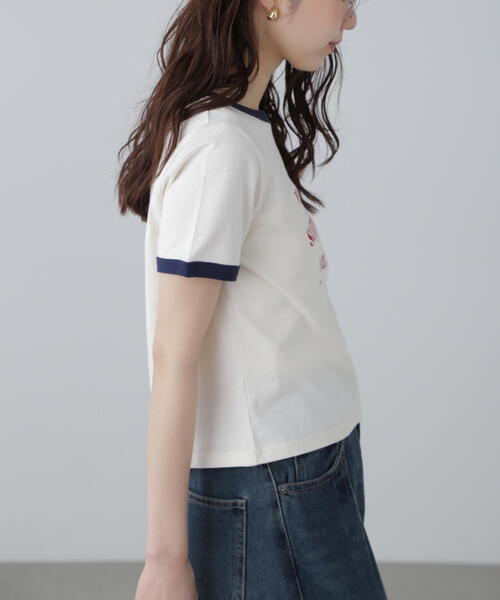 FREE'S MART（フリーズマート）の「◆レトロロゴリンガーTシャツ（Tシャツ/カットソー・レディース・ホワイト/ホワイト系その他/ブルー・FREE）」の8枚目の写真