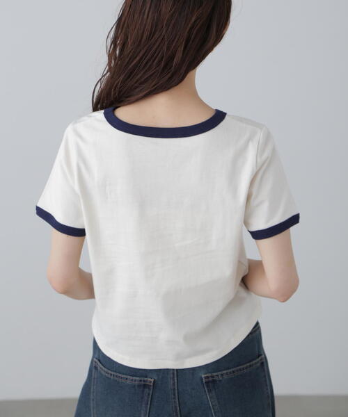 FREE'S MART（フリーズマート）の「◆レトロロゴリンガーTシャツ（Tシャツ/カットソー・レディース・ホワイト/ホワイト系その他/ブルー・FREE）」の7枚目の写真