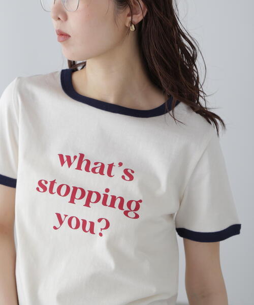 FREE'S MART（フリーズマート）の「◆レトロロゴリンガーTシャツ（Tシャツ/カットソー・レディース・ホワイト/ホワイト系その他/ブルー・FREE）」の6枚目の写真