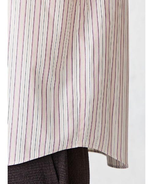 TRANS CONTINENTS（トランスコンチネンツ）の「トランスコンチネンツ　オルタネートストライプ　半袖シャツ　ピンク（シャツ/ブラウス・メンズ・ピンク・M/L/LL）」の8枚目の写真