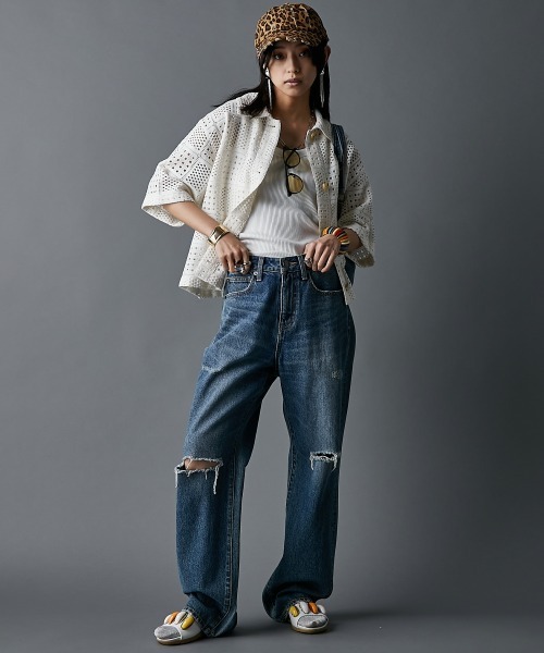 GEVS.(ジェイヴィス)の「かぎ針編風カーディガン<大きいサイズ有>GEVS.(カーディガン/ボレロ・レディース・ブラック/キナリ・5L/4L/3L/LL/L/M)」の3枚目の写真