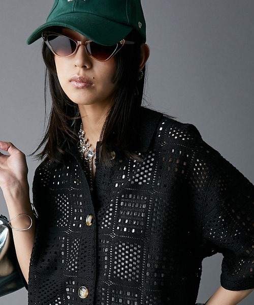 GEVS.(ジェイヴィス)の「かぎ針編風カーディガン<大きいサイズ有>GEVS.(カーディガン/ボレロ・レディース・ブラック/キナリ・5L/4L/3L/LL/L/M)」の8枚目の写真