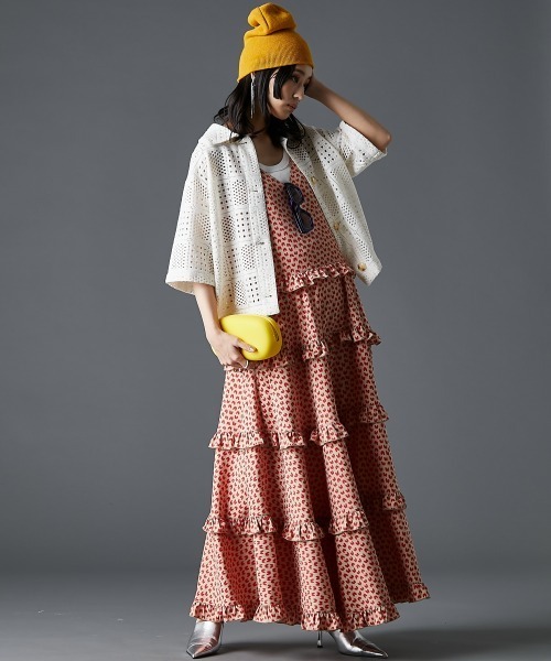 GEVS.(ジェイヴィス)の「かぎ針編風カーディガン<大きいサイズ有>GEVS.(カーディガン/ボレロ・レディース・ブラック/キナリ・5L/4L/3L/LL/L/M)」の10枚目の写真