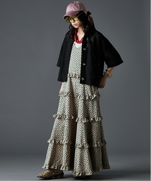 GEVS.(ジェイヴィス)の「かぎ針編風カーディガン<大きいサイズ有>GEVS.(カーディガン/ボレロ・レディース・ブラック/キナリ・5L/4L/3L/LL/L/M)」の11枚目の写真