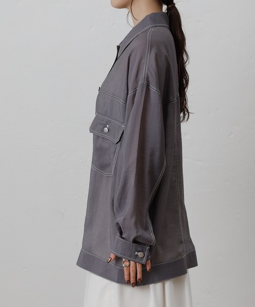 COLONY 2139(コロニートゥーワンスリーナイン)の「シアーGシャツ(シャツ/ブラウス・レディース・ブラック/オフホワイト/チャコールグレー/ブルー・FREE)」の10枚目の写真