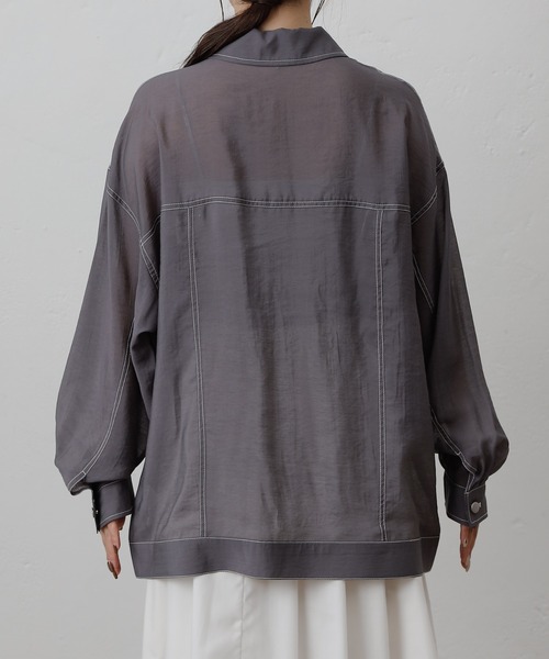 COLONY 2139(コロニートゥーワンスリーナイン)の「シアーGシャツ(シャツ/ブラウス・レディース・ブラック/オフホワイト/チャコールグレー/ブルー・FREE)」の9枚目の写真