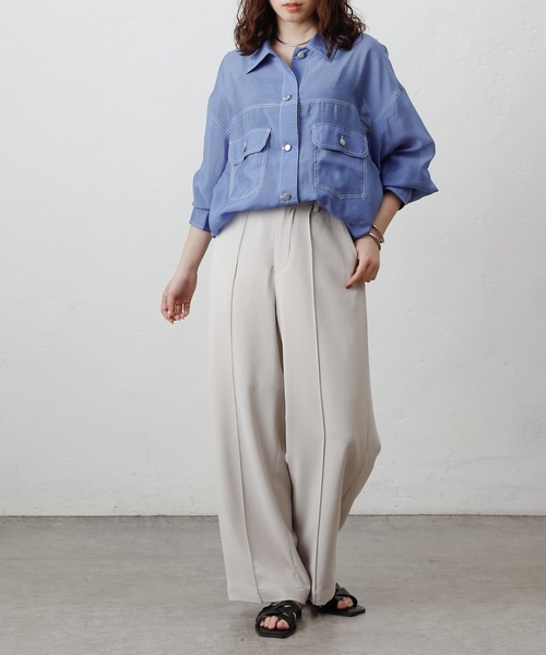 COLONY 2139(コロニートゥーワンスリーナイン)の「シアーGシャツ(シャツ/ブラウス・レディース・ブラック/オフホワイト/チャコールグレー/ブルー・FREE)」の13枚目の写真