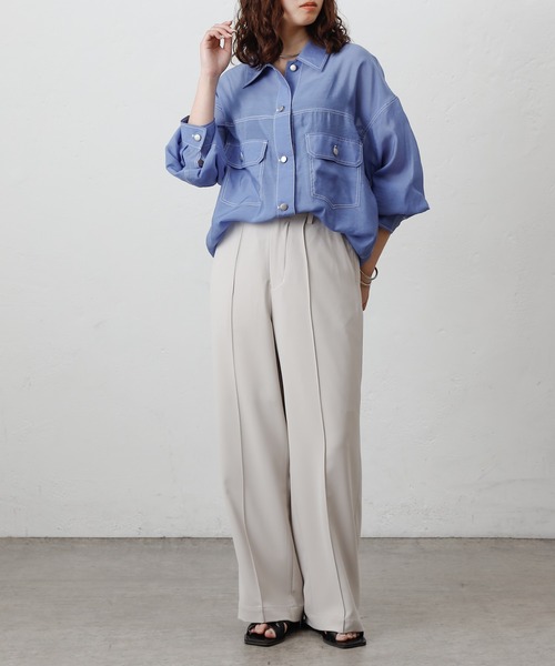 COLONY 2139(コロニートゥーワンスリーナイン)の「シアーGシャツ(シャツ/ブラウス・レディース・ブラック/オフホワイト/チャコールグレー/ブルー・FREE)」の12枚目の写真